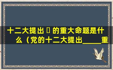 十二大提出 ☘ 的重大命题是什么（党的十二大提出_____重大命题）